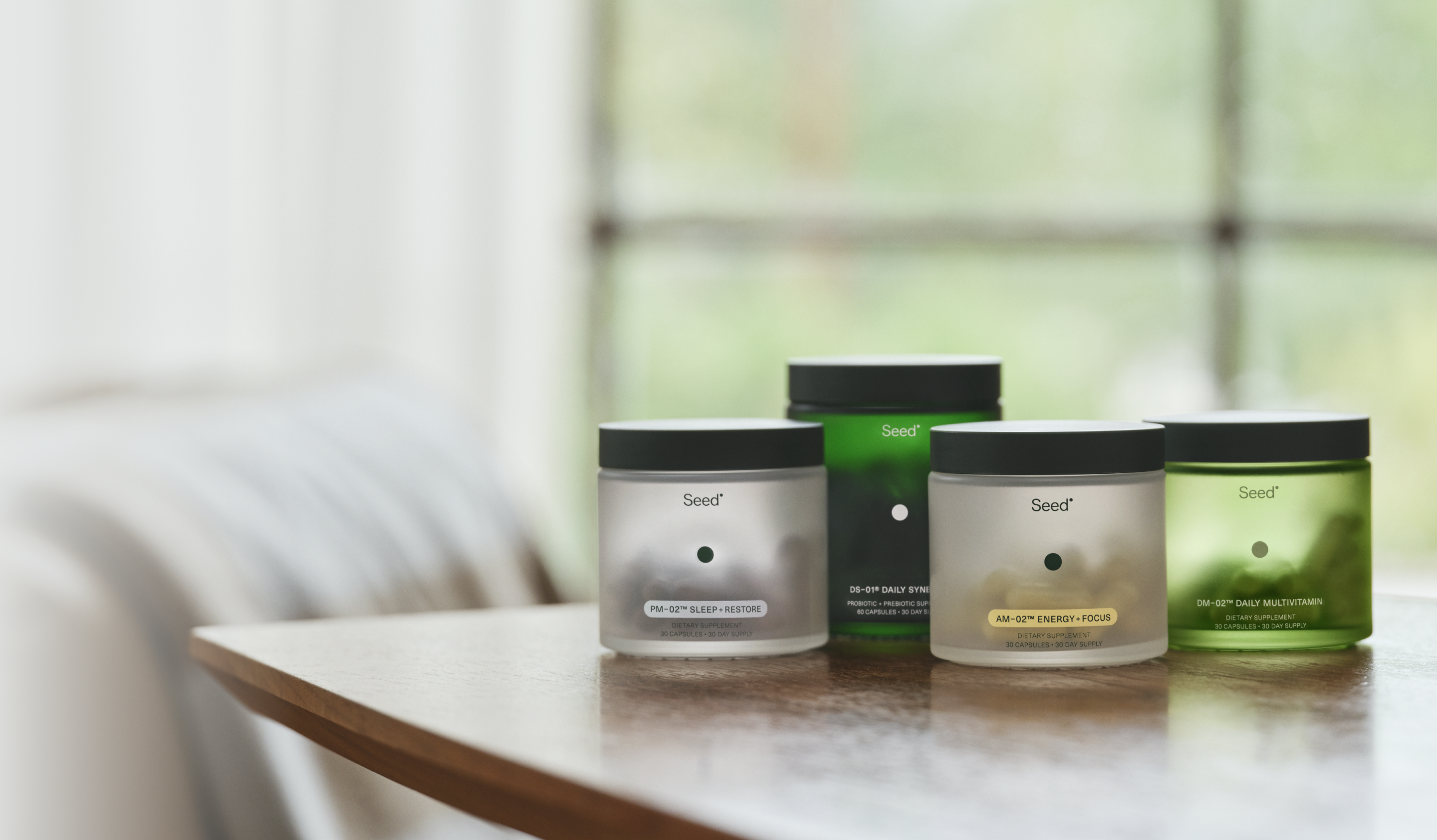 Four jars of seed products